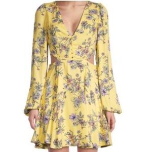 AFRM yellow fit & flare cut-out summer spring dress medium junior